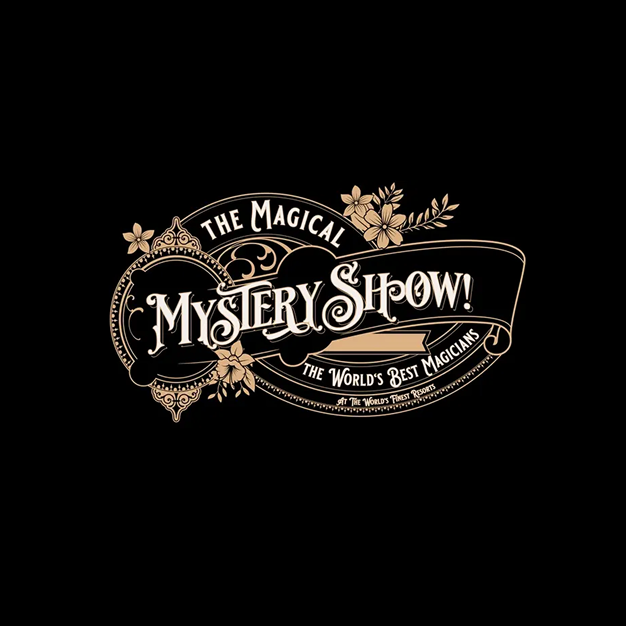 Logo for The Magical Mystery Show, showcasing elegant typography and floral accents.