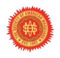 The Society of American Magicians logo featuring a snake and the letters "SAM" in a red and gold circular design.